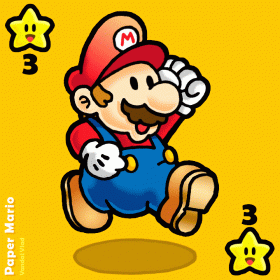 Dessin de Super Mario sautant aux couleurs de bonus spéciaux