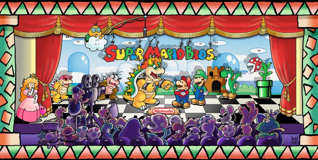 Un théâtre regroupant tous les personnages de Mario tant sur la scène que dans le public